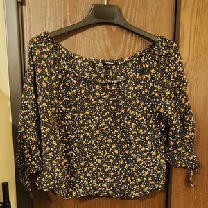 Madewell Floral Blouse in Black and Yellow